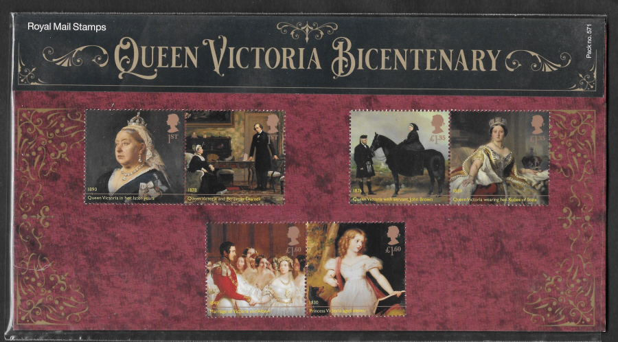 (image for) 2019 Queen Victoria Bicentenary Royal Mail Presentation Pack 571